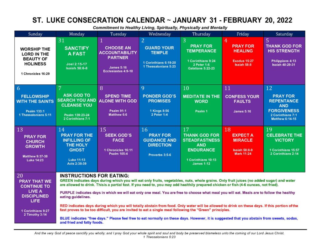 Consecration Calendar 2022